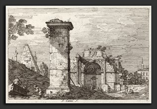 Canaletto (Italian, 1697 - 1768), Landscape with Ruined Monuments [right], c. 1735-1746, etching on