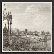 Canaletto (Italian, 1697 - 1768), View of a Town with a Bishop's Tomb, c. 1735-1746, etching on