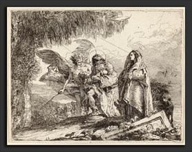 Giovanni Domenico Tiepolo (Italian, 1727 - 1804), The Flight, Holy Family Walking with Angel,