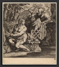 Annibale Carracci (Italian, 1560 - 1609), Susanna and the Elders, 1590-1595, etching and engraving