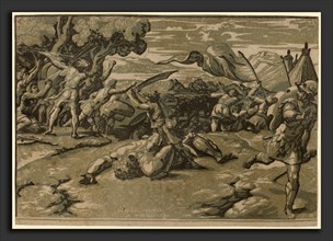 Ugo da Carpi after Raphael (Italian, c. 1480 - 1532), David Slaying Goliath, chiaroscuro woodcut (3