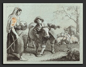 Francesco Londonio (Italian, 1723 - 1783), Shepherd Pointing Out the Direction to a Shepherdess,