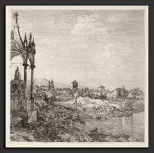 Canaletto (Italian, 1697 - 1768), View of a Town with a Bishop's Tomb, c. 1740, etching in black on