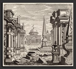 Giuseppe Antonio Landi (Italian, 1713 - 1791), Architectural Fantasy with Obelisks, Ruins, and a