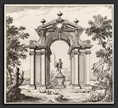 Giuseppe Antonio Landi (Italian, 1713 - 1791), Triumphal Arch in a Landscape, before 1753, etching