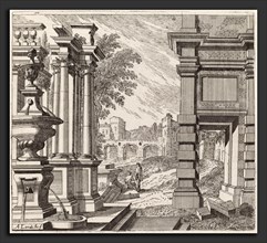 Giuseppe Antonio Landi (Italian, 1713 - 1791), Architectural Fantasy with a Fountain, Classical