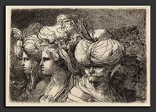 Gaetano Gandolfi (Italian, 1734 - 1802), Six Heads, a Turk in Front, etching