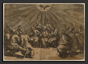 Gian Jacopo Caraglio after Raphael (Italian, c. 1500 - 1565), Pentecost, engraving