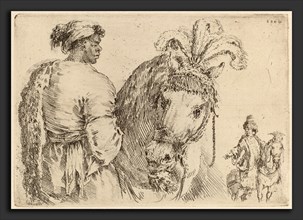 Stefano Della Bella (Italian, 1610 - 1664), Negro Feeding a Horse, probably 1662, etching on laid