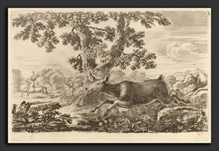 Stefano Della Bella (Italian, 1610 - 1664), Deer Chased by a Dog to the Right, etching on laid