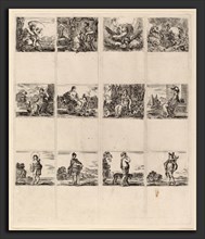 Stefano Della Bella (Italian, 1610 - 1664), Mythological Playing Cards, 1644, 12 etchings on one