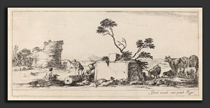 Stefano Della Bella (Italian, 1610 - 1664), Campagna Scene with Artist Sketching, in or before
