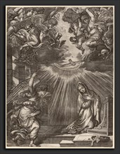 Gian Jacopo Caraglio after Titian (Italian, c. 1500 - 1565), The Annunciation, engraving