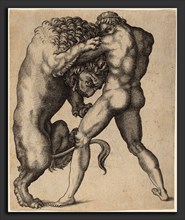 Italian 16th Century, Hercules and the Nemean Lion, c. 1550, engraving on laid paper