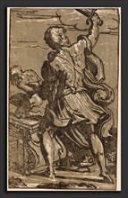 after Parmigianino, The Sacrifice of Abraham, chiaroscuro woodcut in gray and black on laid paper