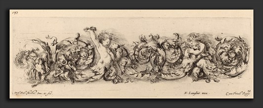 Stefano Della Bella (Italian, 1610 - 1664), Ornamental Frieze with Children and Dogs, probably