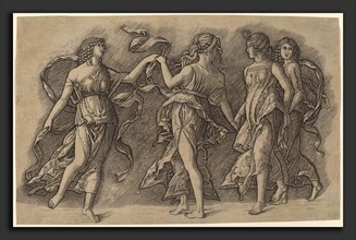 Workshop of Andrea Mantegna, Four Women Dancing (version in reverse), engraving