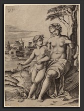 Agostino dei Musi after Raphael (Italian, c. 1490 - 1536 or after), Venus and Cupid, 1516,