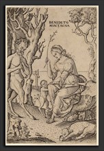 Benedetto Montagna (Italian, c. 1480 - 1555 or 1558), Satyr's Family, c. 1512-1520, engraving