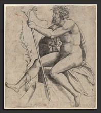 Giovanni Antonio da Brescia (Italian, active c. 1490 - 1525 or after), Man Seated Holding a Forked