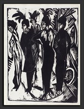 Ernst Ludwig Kirchner, Five Tarts (FÃ¼nf Kokotten), German, 1880 - 1938, 1914, woodcut on blotting
