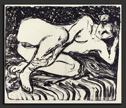 Ernst Ludwig Kirchner, Reclining Nude (Liegender Akt), German, 1880 - 1938, 1907-1908, lithograph