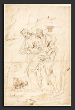 Paul Troger (Austrian, 1698 - 1762), Two Beggars with Their Dog, c. 1728, pen and brown ink on laid