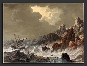 Johann Christoph Dietzsch (German, 1710 - 1769), Storm-Tossed Ships Wrecked on a Rocky Coast,