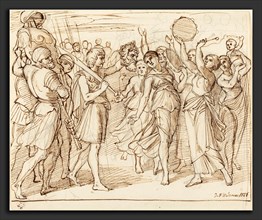 Julius Schnorr von Carolsfeld (German, 1794 - 1872), The Triumph of David, 1826, pen and brown ink