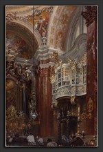 Adolph Menzel (German, 1815 - 1905), The Interior of the Jacobskirche at Innsbruck, 1872, gouache