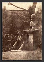 British 19th Century, Man with Classical Bust, 1840s, salted paper print from a paper negative