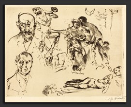 Lovis Corinth, Plate of Sketches, including one of Max Liebermann, German, 1858 - 1925, c. 1915,