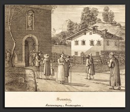 Ferdinand Olivier (German, 1785 - 1841), Sonntag - Kircheneingang in Berchtesgaden (Sunday - Going