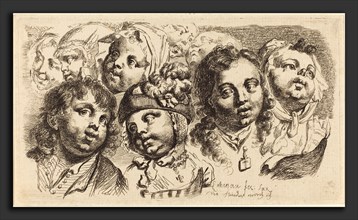 Johann Eleazar Schenau (German, 1737 - 1806), Nine Children's Heads, 1765, etching on laid paper