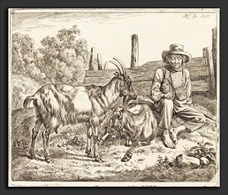 Johann Adam Klein (German, 1792 - 1875), Shepherd Boy with Two Goats, 1817, etching on wove paper