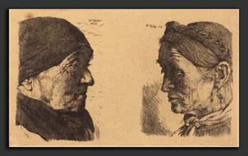 Wilhelm Leibl (German, 1844 - 1900), Old Man and Old Woman, 1874-1880, electrotype on laid paper