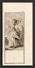 Daniel Nikolaus Chodowiecki (German, 1726 - 1801), Girl with Fan, Facing Left, 1784, etching