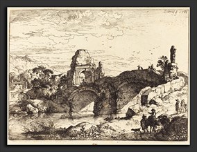 Christian Wilhelm Ernst Dietrich (German, 1712 - 1774), Landscape with a Bridge and Ruined Tower,