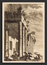 Bernhard Zaech after Jonas Umbach (German, active c. 1650), Travelers beside a Ruined Portico, c.