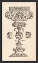 Georg Wechter I (German, c. 1526 - 1586), Chalice with Head of a Warrior, published 1579, engraving