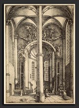 Daniel Hopfer I (German, c. 1470 - 1536), Interior of a Church with Parable of the Pharisee and the