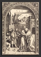 Albrecht DÃ¼rer (German, 1471 - 1528), Joachim and Anna at the Golden Gate, 1504, woodcut