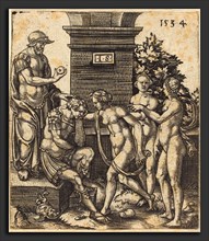 Master IS (active c. 1534), Judgment of Paris, 1534, engraving
