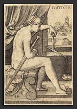 Master IB (German, active c. 1523-1530), Iusticia (Justice), engraving