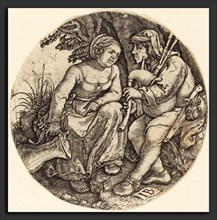 Master IB (German, active c. 1523-1530), Bagpipe Player with His Lover, engraving