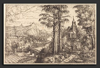 Hans Sebald Lautensack (German, 1524 - 1561-1566), View of a Town near a River with a Church on the
