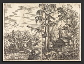 Hans Sebald Lautensack (German, 1524 - 1561-1566), Landscape with View of a Farmer's Cottage and a