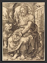 Johann Ladenspelder (German, 1512 - 1561 or after), Saint Mark, engraving