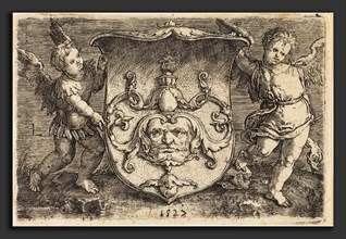 Ludwig Krug (German, c. 1488 - 1532), Shield with Mascaron, engraving