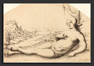 Augustin Hirschvogel (German, 1503 - 1553), Death of Cleopatra, 1547, etched counterproof on laid